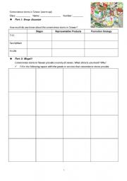 English Worksheet: convenience stores in Taiwan