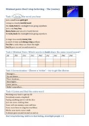 English Worksheet: Minimal pairs - Song - Dont stop believing