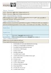 English Worksheet: 2nd Conditional - Song - If I were a Boy