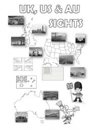 English Worksheet: UK, US & AU SIGTHS