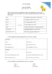 English Worksheet: Like and Dislike + -ing verb