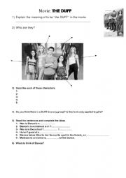 English Worksheet: movie activities The Duff