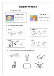 English Worksheet: English for kids