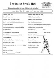 English Worksheet: i want to break free song