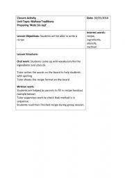 English Worksheet: Maltese Recipe Sequencing 