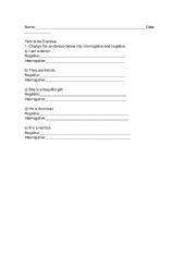English Worksheet: Verb to be practise