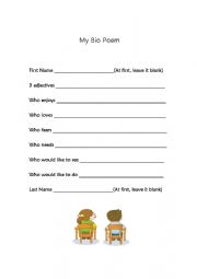 English Worksheet: poem for myself