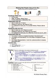 English Worksheet: Meeting new people