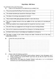 English Worksheet: Royal baby - Listening comprehension