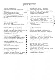 English Worksheet: Mean by Taylor Swift