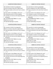 English Worksheet: Narrative Writing Checklist