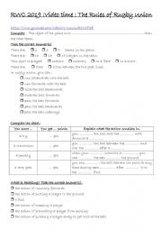 English Worksheet: Video Time : Rugby