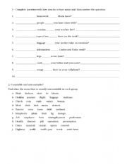 English Worksheet: how much or how many