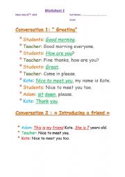 English Worksheet: Introducing oneself and a friend 