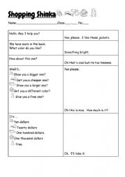 English Worksheet: Evolution Shopping Dialogue