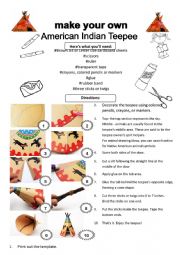 English Worksheet: how to make a teepee