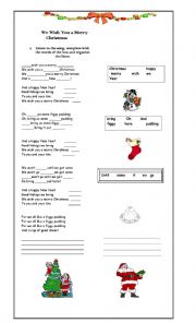 English Worksheet: We Wish you a merry christmas