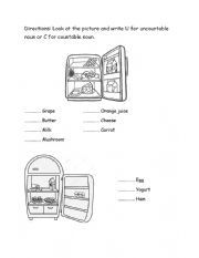English Worksheet: Countable and uncountable noun worksheet