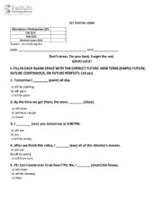 English Worksheet: 1st Partial Advance B2