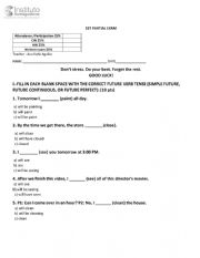 English Worksheet: 1st Partial Advance B2