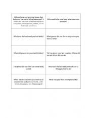 English Worksheet: Speaking Cards on Simple Past Tense