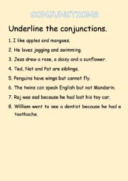 English Worksheet: Conjunctions