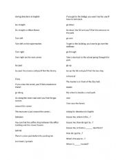 English Worksheet: Giving directions 