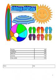 English Worksheet: Summer Revision A1