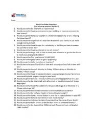 English Worksheet: Would you rather questions