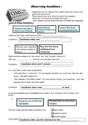 English Worksheet: Observing headlines