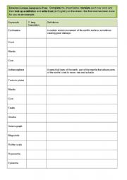 Earthquakes vocabulary worksheet