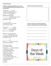 English Worksheet: DAYS OF THE WEEK / SIMPLE PRESENT 