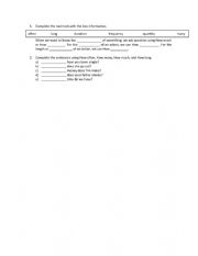 English Worksheet: Quantity Duration Frequency