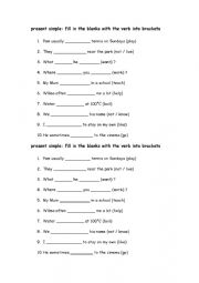 English Worksheet: Present simple