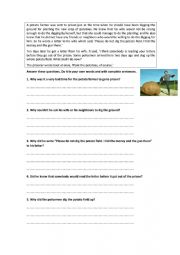 The Potato Farmer, A reading comprehension worksheet