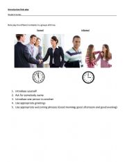 English Worksheet: Introduction role play