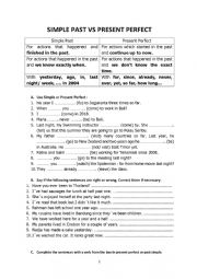 English Worksheet: SIMPLE PAST / PAST PERFECT