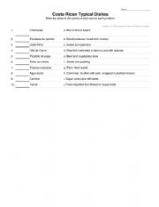 English Worksheet: Costa Rican Typical Dishes