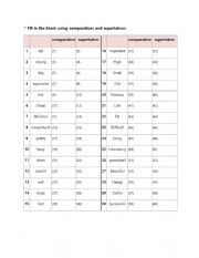 English Worksheet: COMPARATIVE AND SUPERLATIVE TEST PAPER