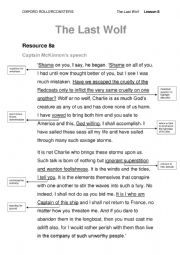 English Worksheet: The last wolf