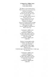 English Worksheet: Scorpions A moment in a Million Years