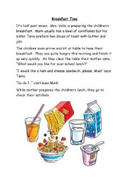 English Worksheet: Breakfast time