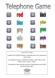 English Worksheet: Telephone game with Number