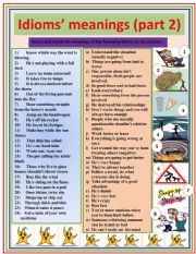 English Worksheet: Idioms meanings (part 2) 
