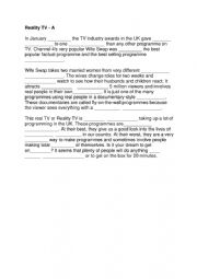 English Worksheet: Reality TV Shouting Dictation