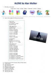 English Worksheet: Alone by Alan Walker 