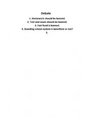 English Worksheet: debate