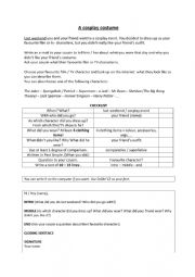 English Worksheet: writing an e-mail (cosplay)