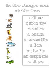 English Worksheet: Jungle Animals