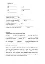 English Worksheet: numbers, countries, to be